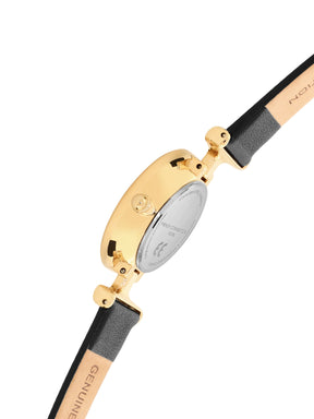French Connection Sunray Black Round Dial With Black Leather Strap Watch - For Womens FCU7BL
