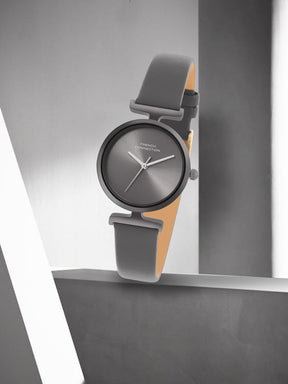 French Connection Sunray Grey Round Dial With Grey Leather Strap Watch - For Womens FCU7GNL