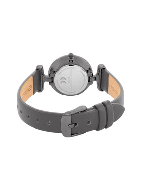 French Connection Sunray Grey Round Dial With Grey Leather Strap Watch - For Womens FCU7GNL