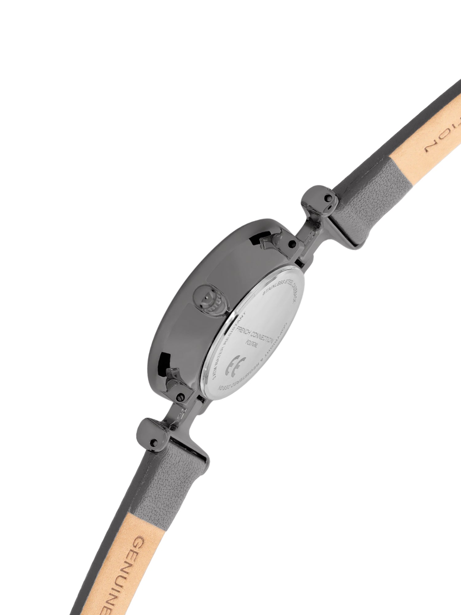 French Connection Sunray Grey Round Dial With Grey Leather Strap Watch - For Womens FCU7GNL