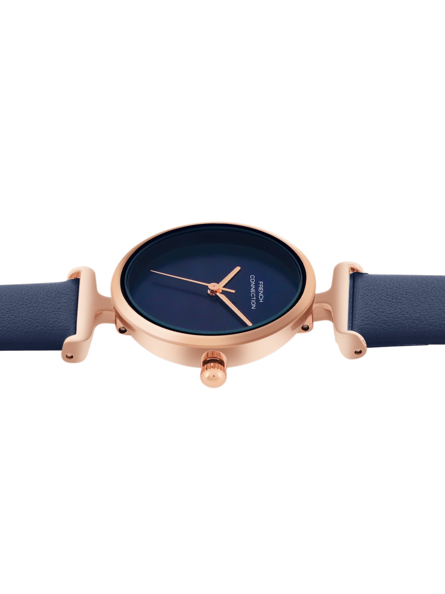 French Connection Sunray Blue Round Dial With Blue Leather Strap Watch - For Womens FCU7UL