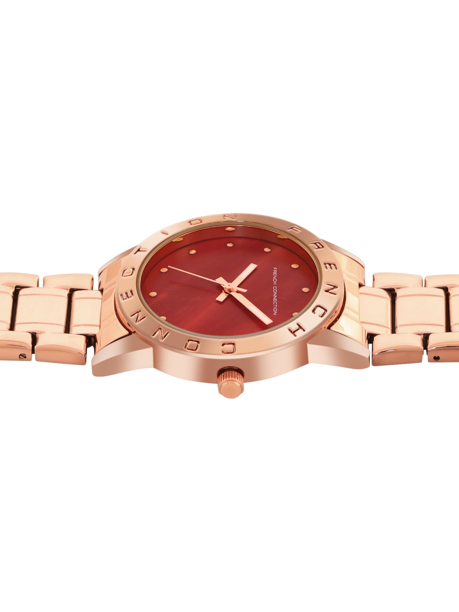 French Connection Mop Pink Round Dial With Rose Stainless Steel Strap Watch - For Womens FCU8RGM