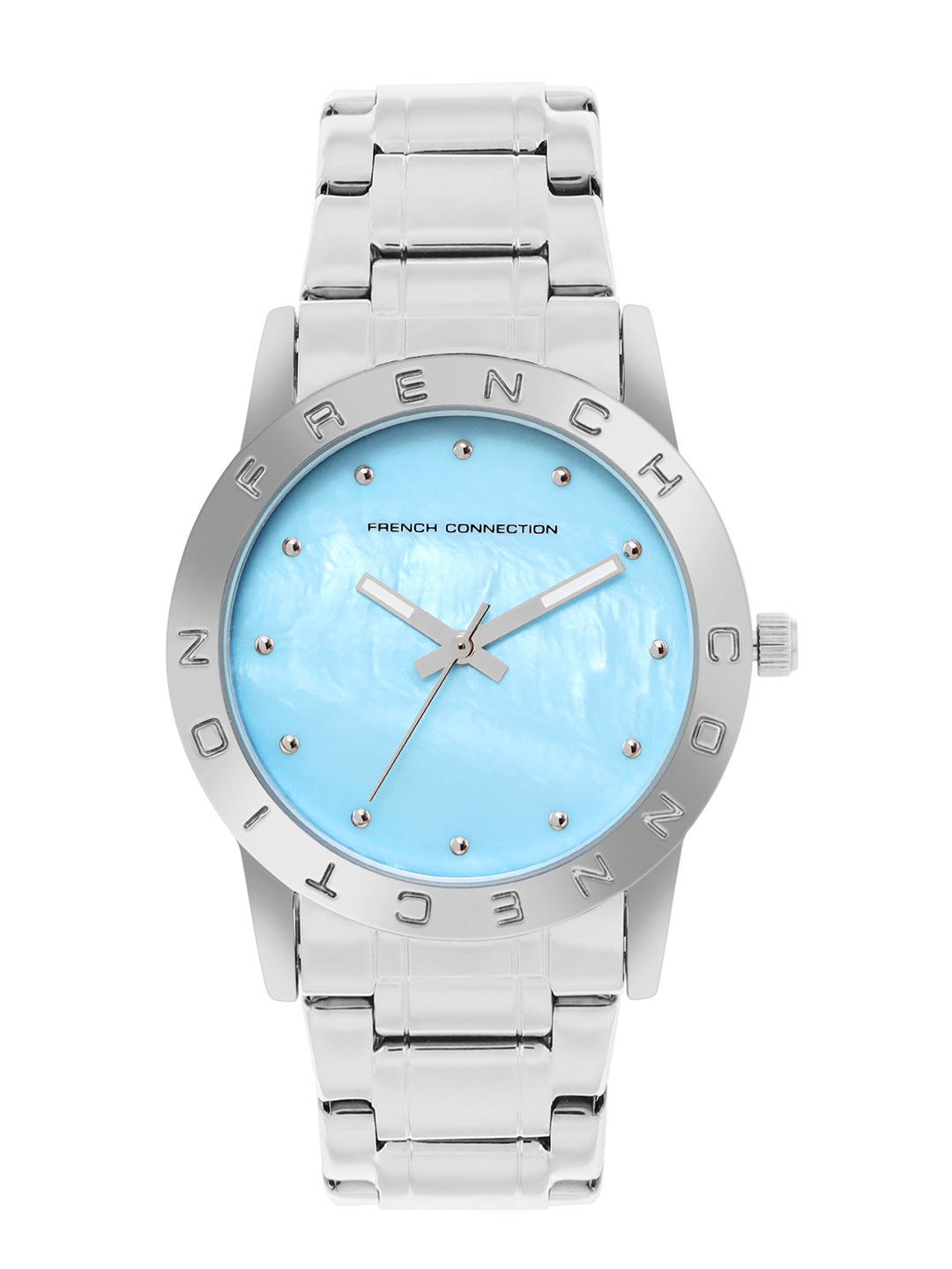 French Connection Mop Blue Round Dial With Stainless Steel  Strap Watch - For Womens FCU8SM