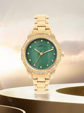 French Connection Mop Green Round Dial With  Gold Stainless Steel Strap Watch - For Womens FCU9NGM