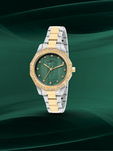 French Connection Mop Green Round Dial With Gold Two Tone Stainless Steel Strap Watch - For Womens FCU9NTM