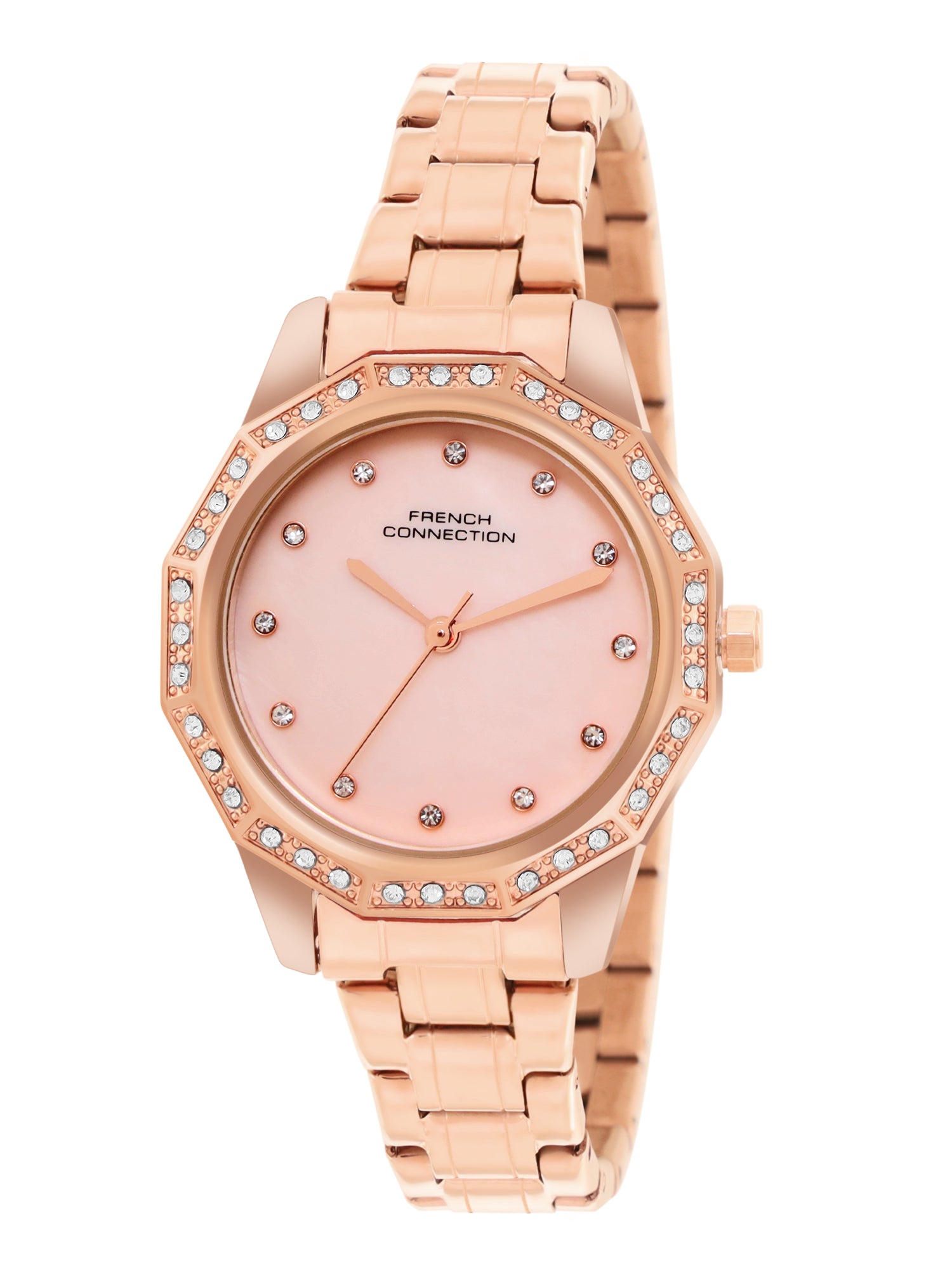 French Connection Mop Rosegold Round Dial With Rose Stainless Steel Strap Watch - For Womens FCU9RGM