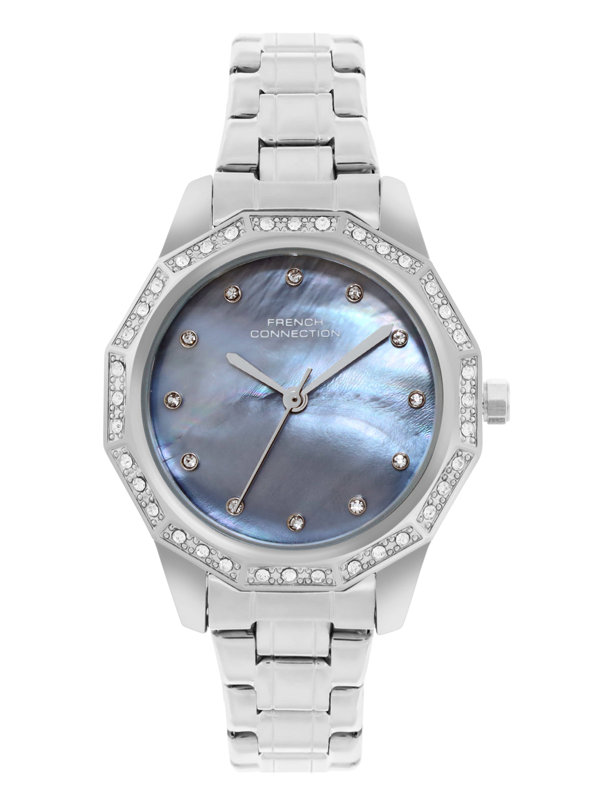French Connection Mop Blue Round Dial With Stainless Steel Strap Watch - For Womens FCU9USM
