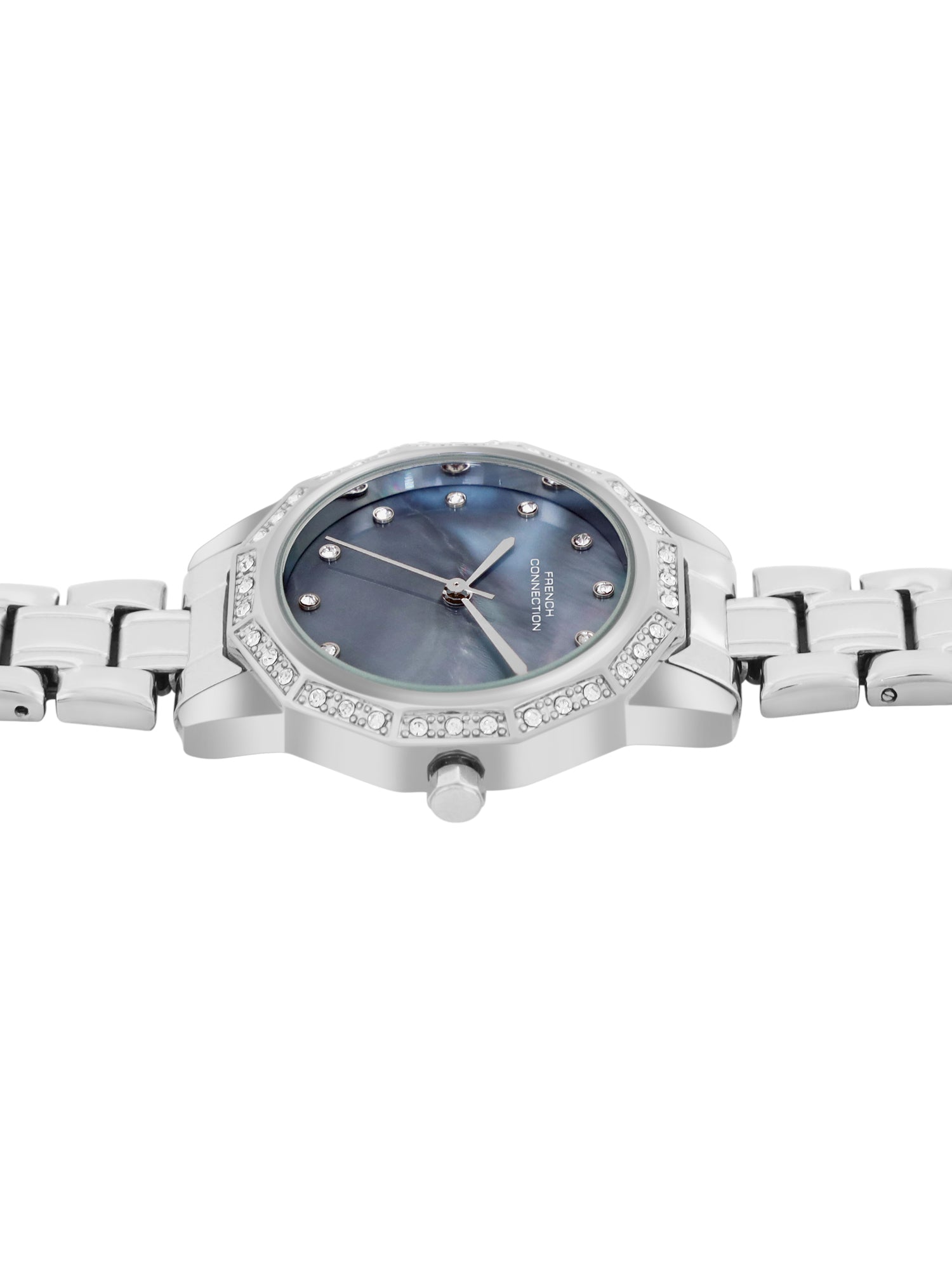 French Connection Mop Blue Round Dial With Stainless Steel Strap Watch - For Womens FCU9USM