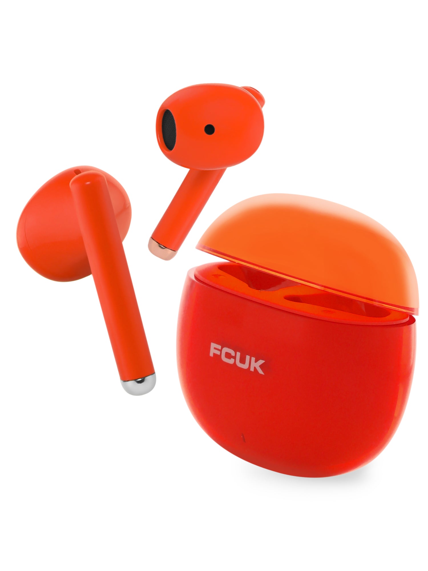 FCUK Kicks True Wireless Earbuds, Multi Device Connectivity, Type C Charging, Ai-Enc for Call Clarity, Orange - Bluetooth Earbud TWS T01C - in Ear