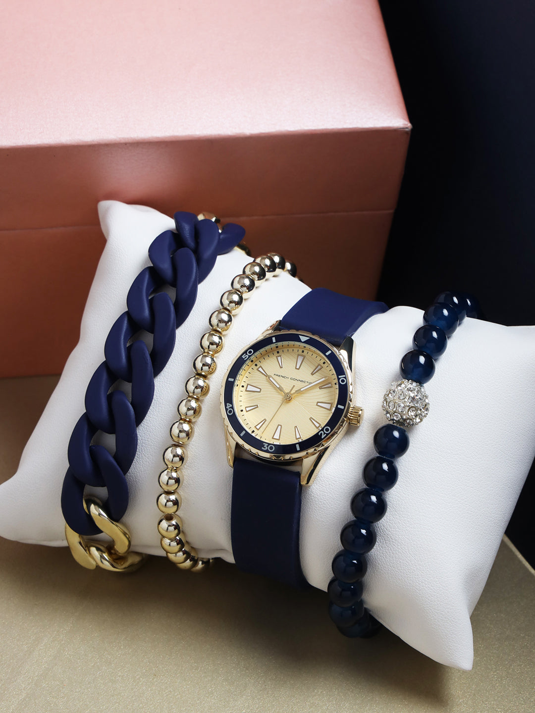 French Connection Gold Dial  Analog Giftset for Women's - FCW13UL