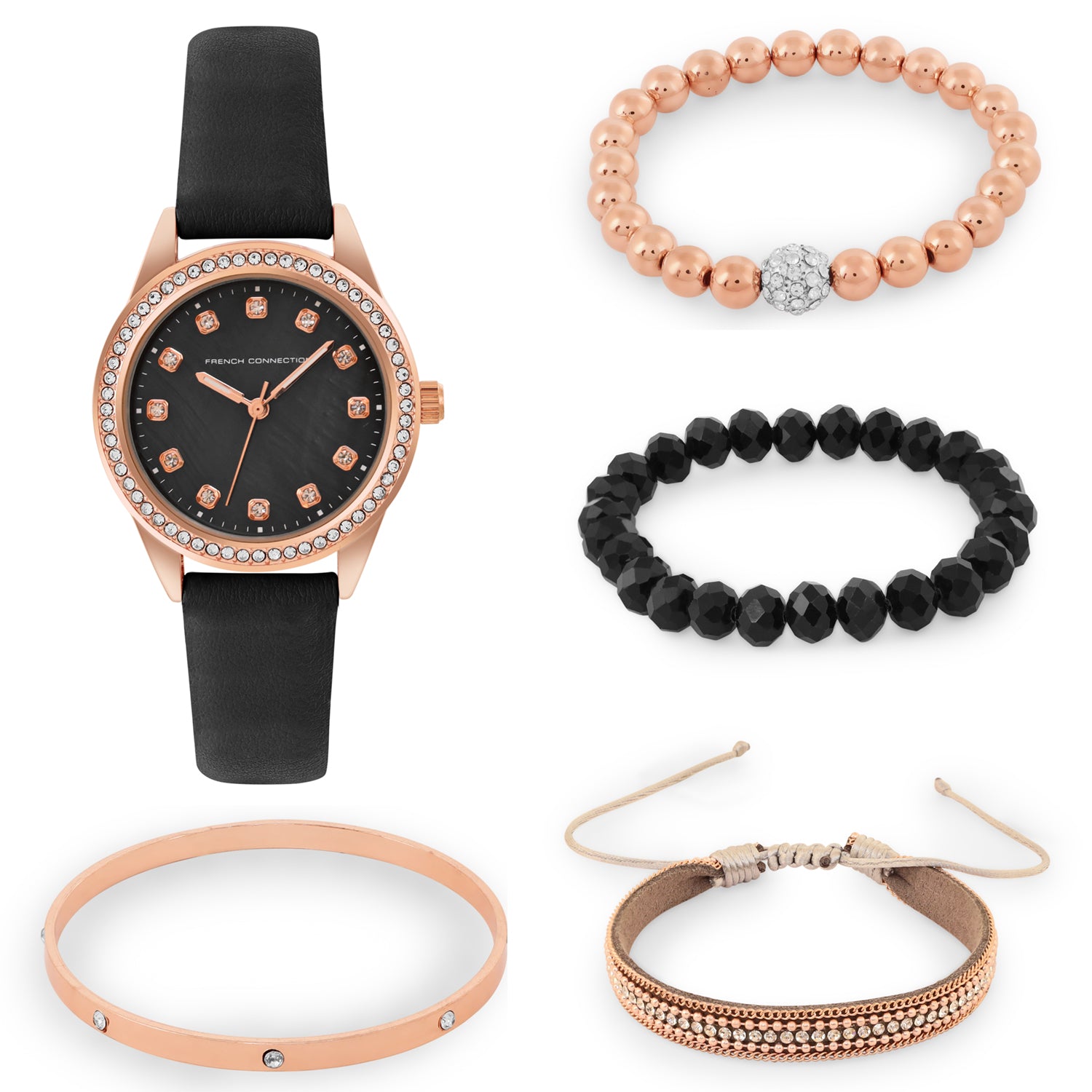 French Connection Black Dial  Analog Giftset for Women's - FCW15BBL