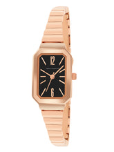 French Connection Simple Black Rectangle Dial With Rose Alloy Strap Watch - For Womens FCW20RGM-B