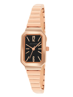 French Connection Simple Black Rectangle Dial With Rose Alloy Strap Watch - For Womens FCW20RGM-B