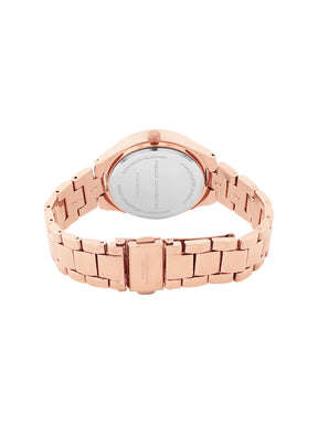 French Connection Sunray Rosegold Round Dial With Rose Alloy Strap Watch - For Ladies Gift Set FCW19RGM-R