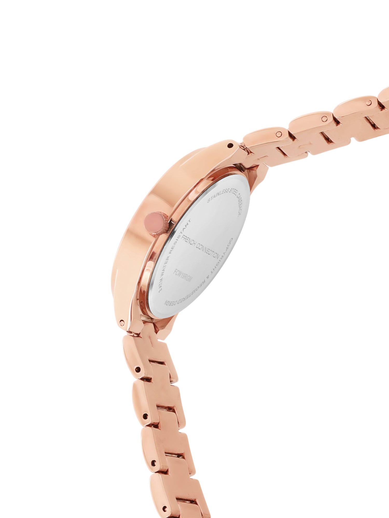 French Connection Sunray Silver Round Dial With Rose Alloy Strap Watch - For Ladies Gift Set FCW19RGM