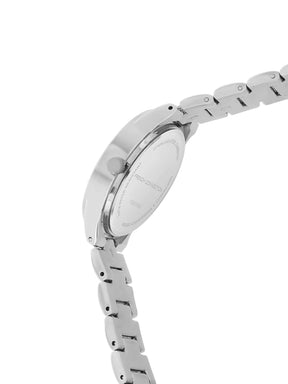 French Connection Sunray Silver Round Dial With  Steel Alloy Strap Watch - For Ladies Gift Set FCW19SM