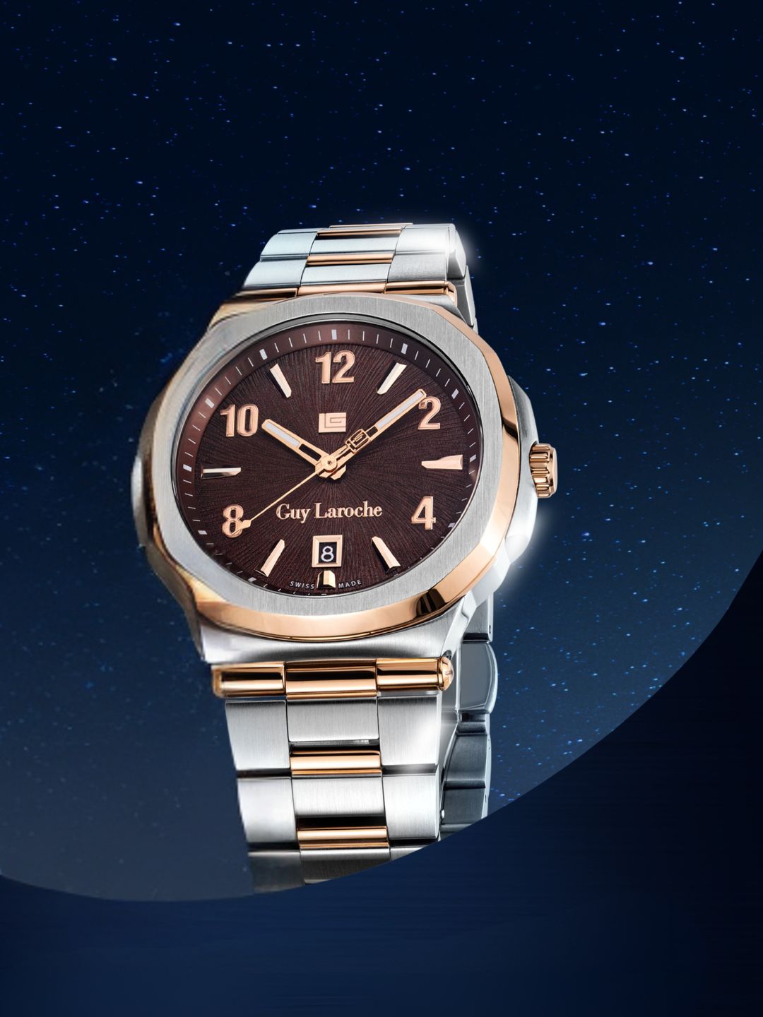 Guy Laroche Charlie 3 Hands Round Dial Brown Watch for Men - GLWGG0000319