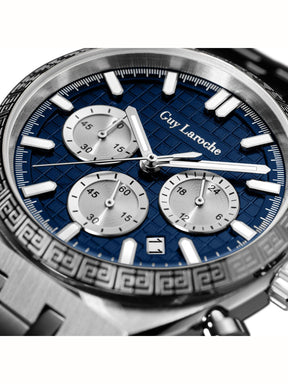 Guy Laroche PAUL Blue Textured Round Dial | Chronograph Watch For Men's | GLWGG0002101
