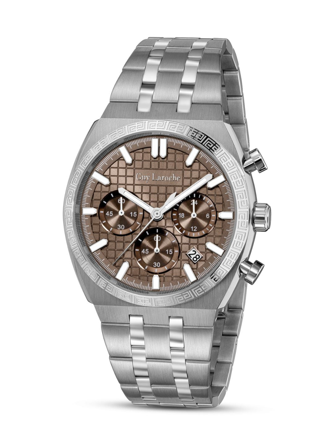 Guy Laroche PAUL Grey Textured Round Dial | Chronograph Watch For Men's | GLWGG0002105
