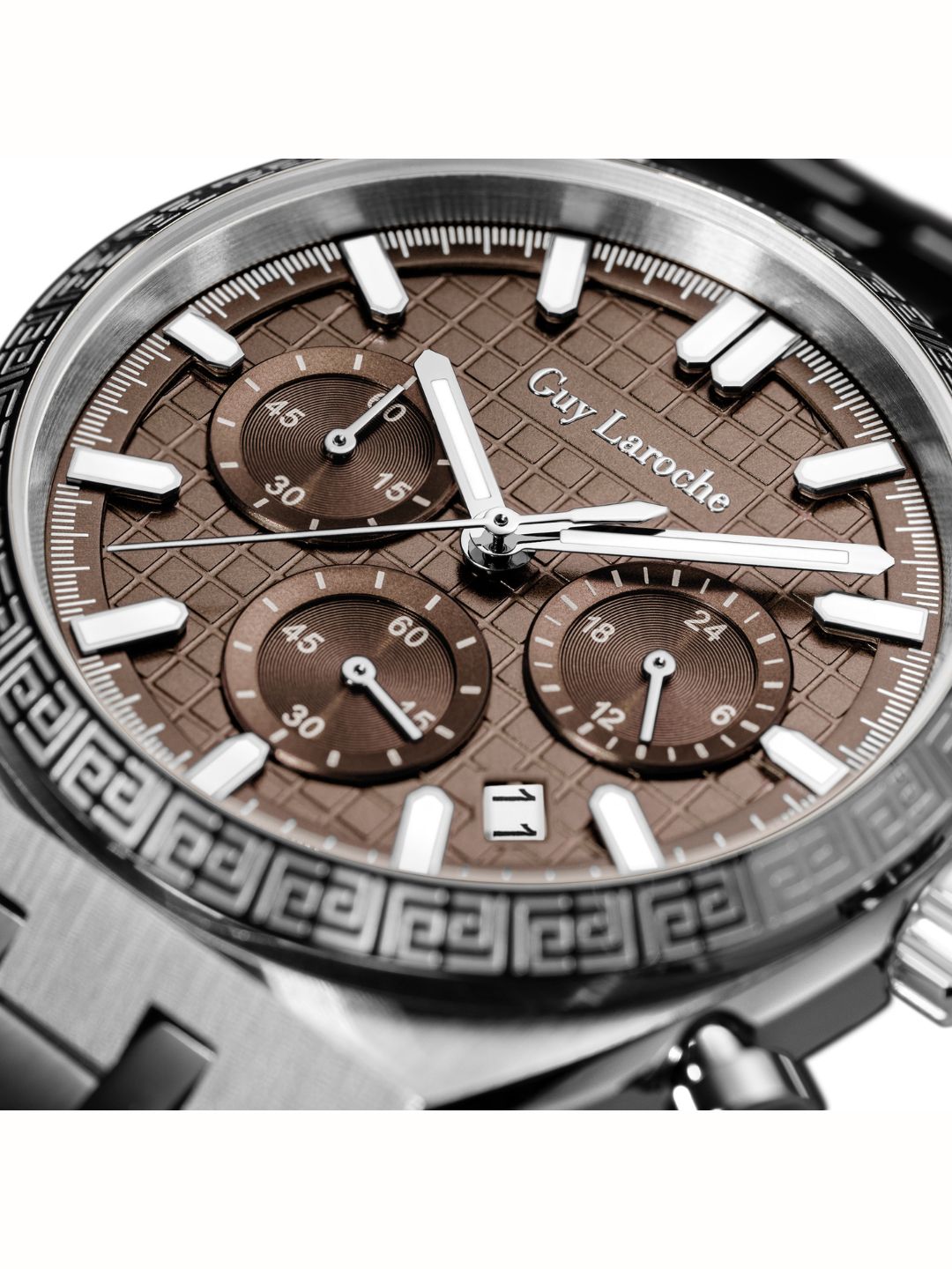 Guy Laroche PAUL Grey Textured Round Dial | Chronograph Watch For Men's | GLWGG0002105