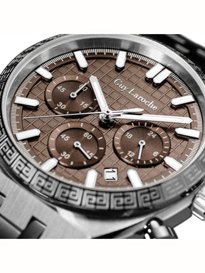 Guy Laroche PAUL Grey Textured Round Dial | Chronograph Watch For Men's | GLWGG0002105