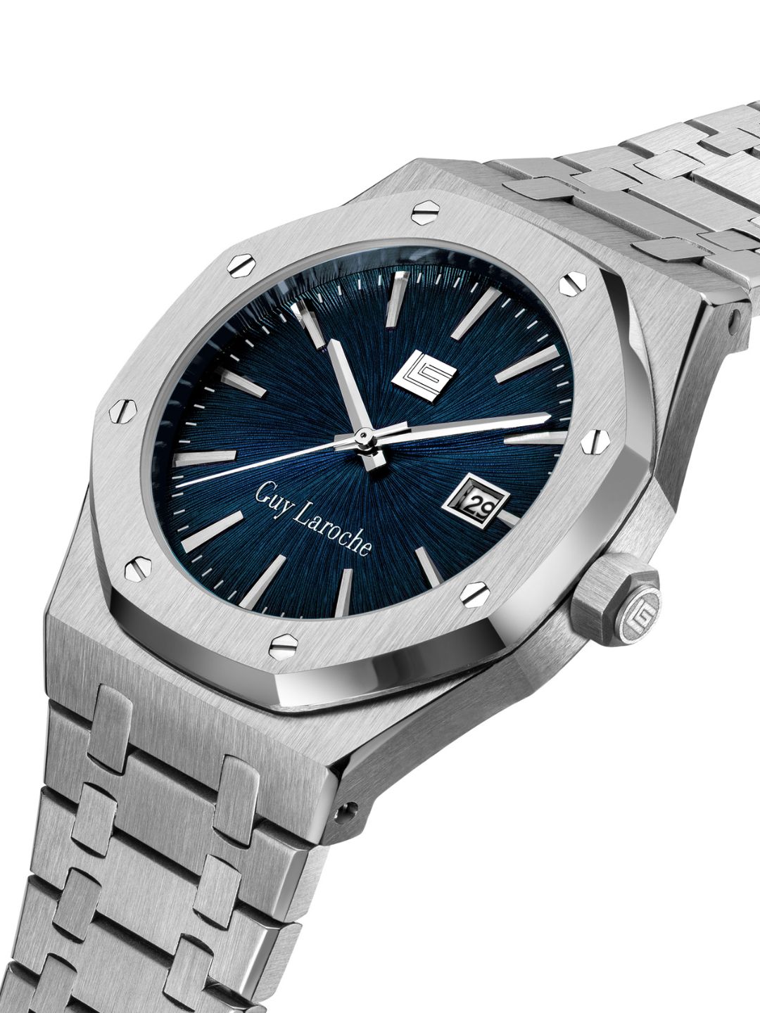 Guy Laroche SAM Blue Textured Round Dial | Analog Watch For Men's | GLWGG0003301