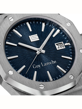 Guy Laroche SAM Blue Textured Round Dial | Analog Watch For Men's | GLWGG0003301