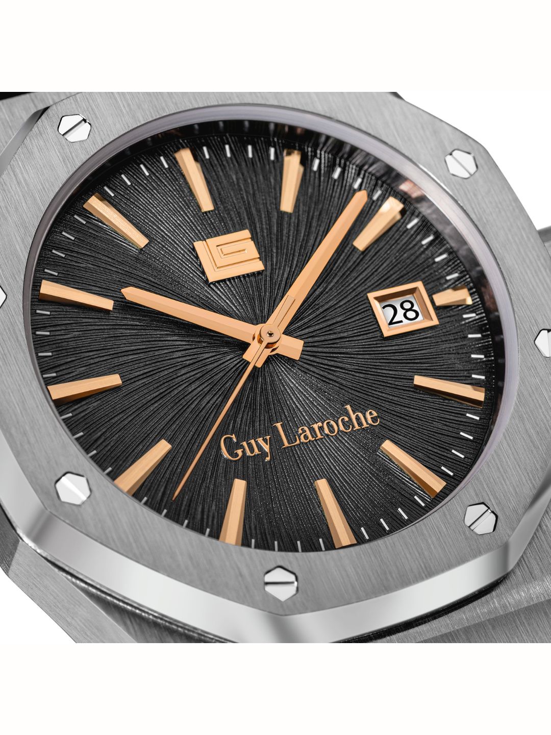 Guy Laroche SAM Grey Textured Round Dial | Analog Watch For Men's | GLWGG0003303