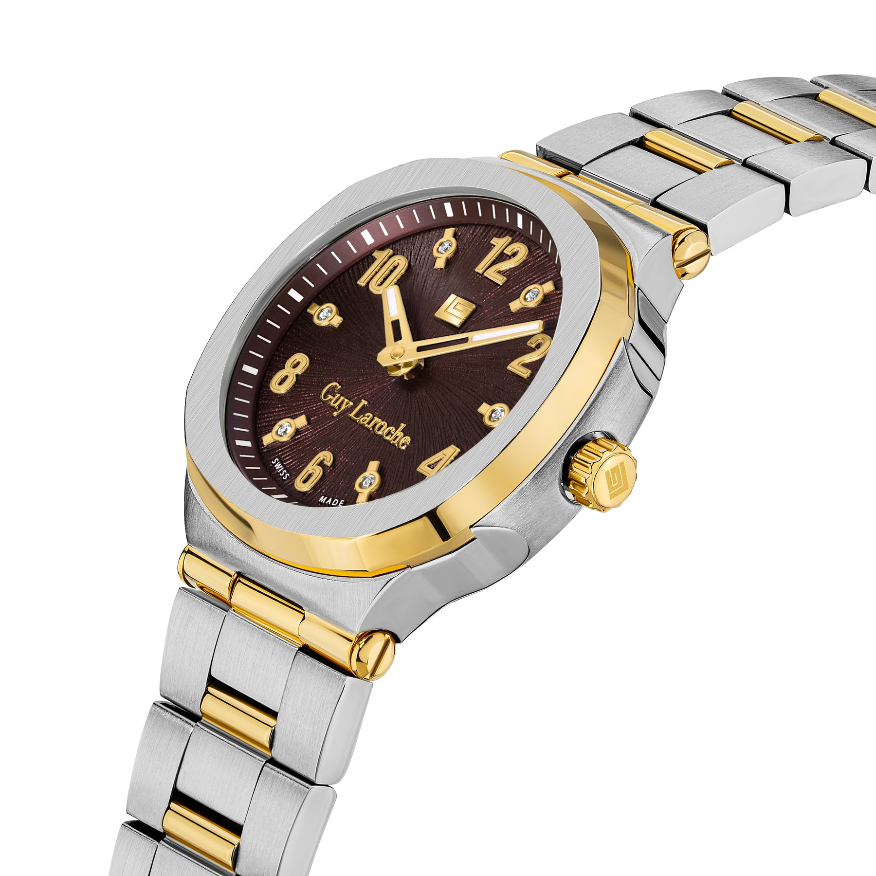 Guy Laroche Charlie 2 Hands Brown Dial Silver Watch for Women - GLWLG0000322