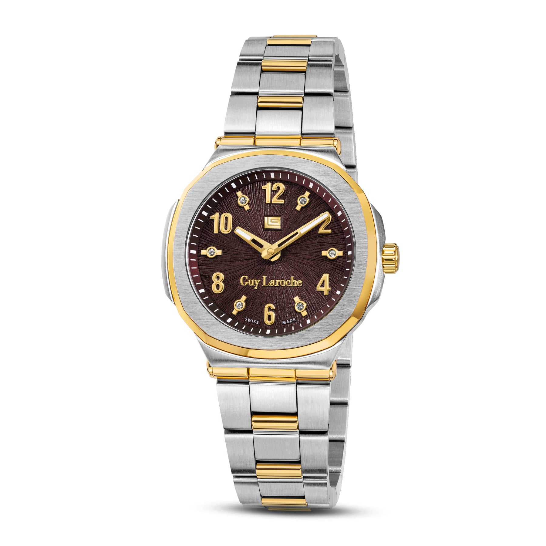 Guy Laroche Charlie 2 Hands Brown Dial Silver Watch for Women - GLWLG0000322