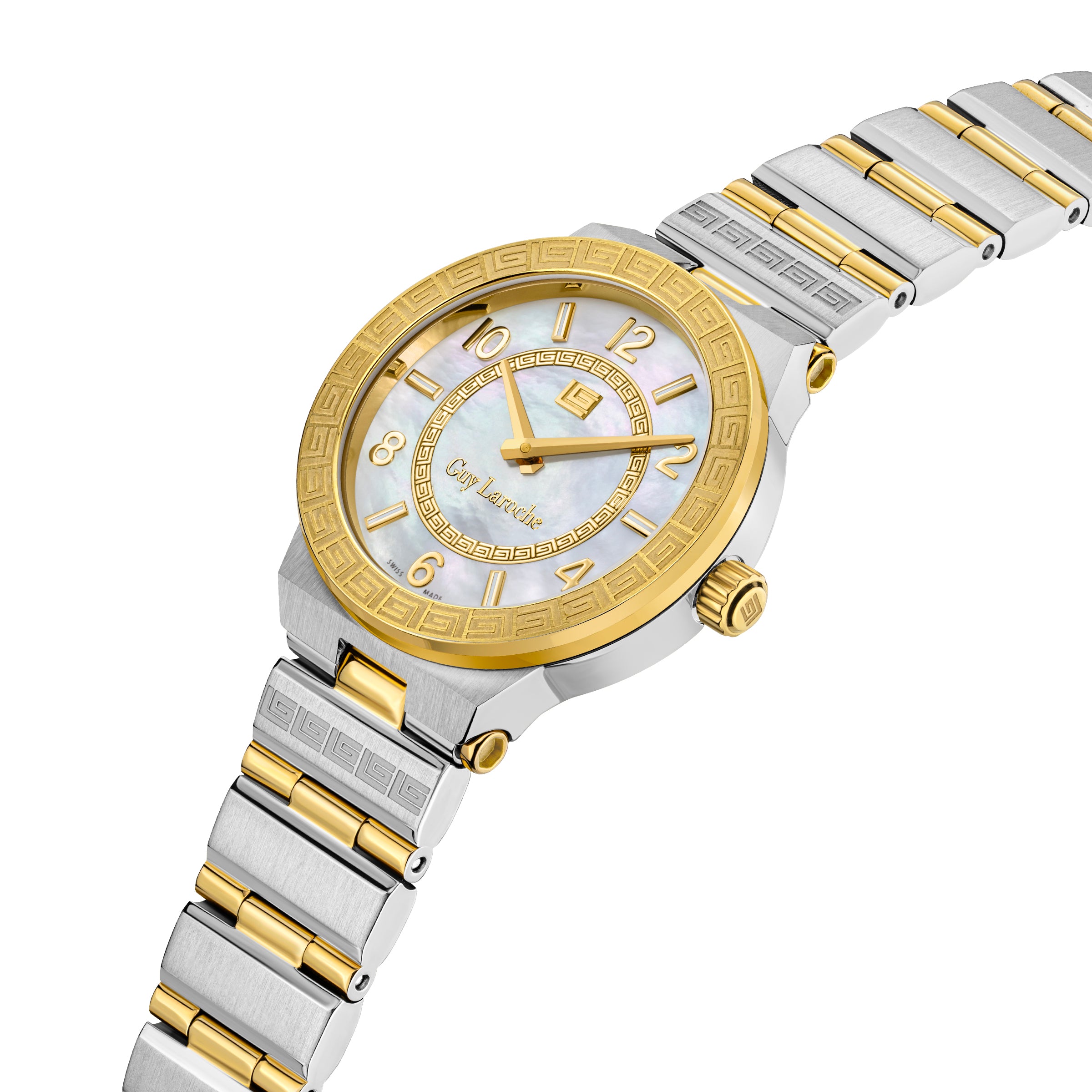 Guy Laroche Sacha 2 Hands Brown Dial White MOP Watch for Women - GLWLG0000423