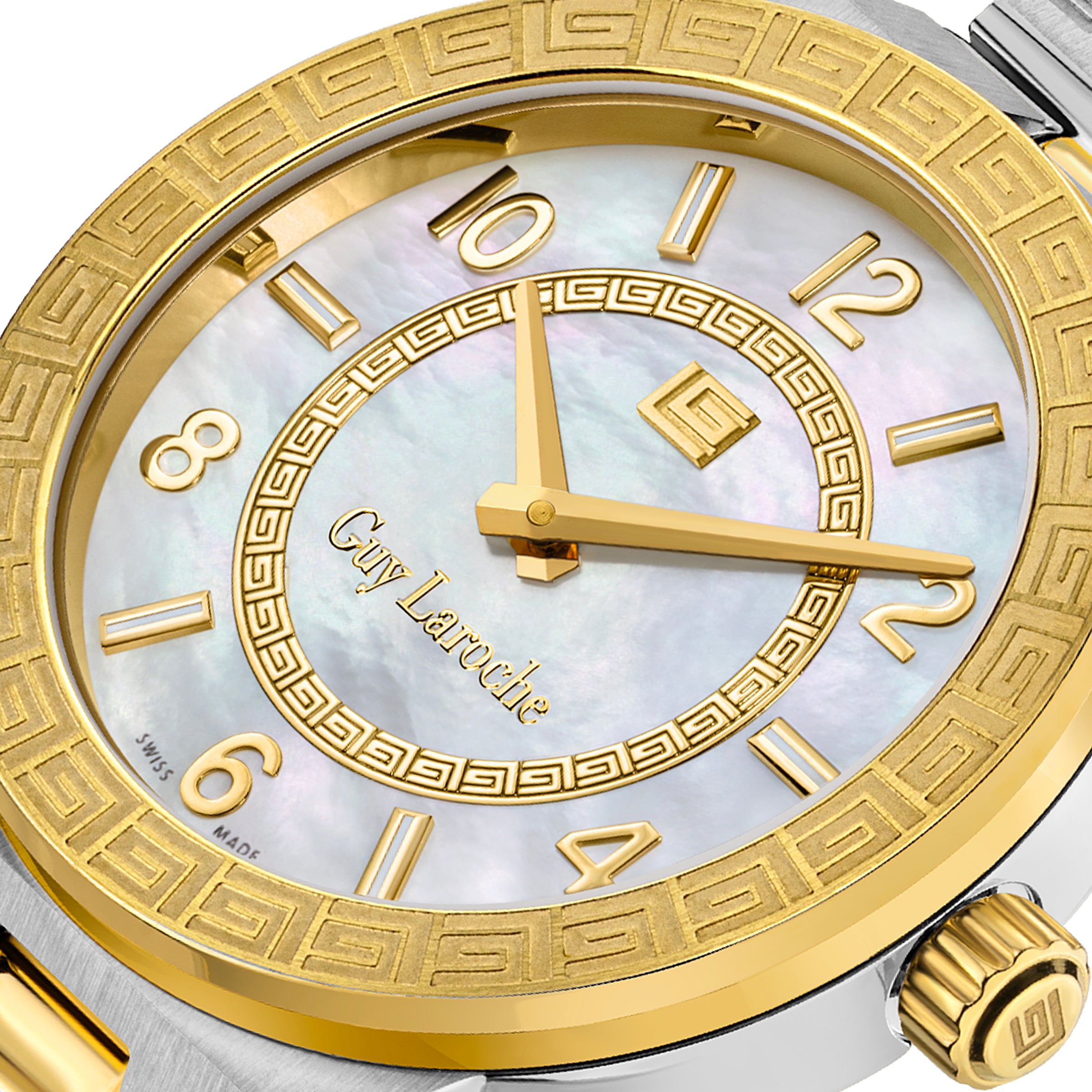 Guy Laroche Sacha 2 Hands Brown Dial White MOP Watch for Women - GLWLG0000423