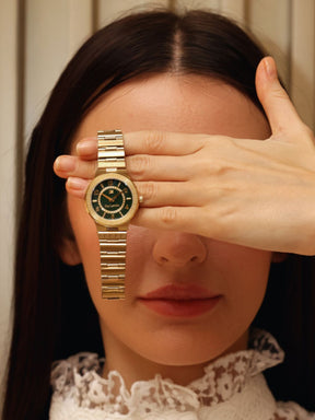 Guy Laroche Sacha 2 Hands Brown Dial Green Glittered MOP Watch for Women - GLWLG0000425