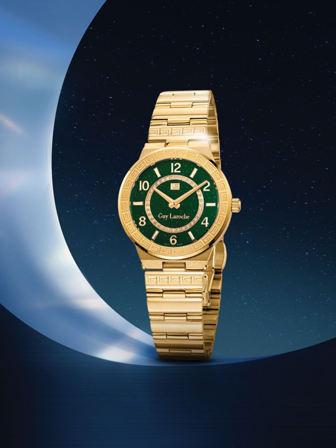 Guy Laroche Sacha 2 Hands Brown Dial Green Glittered MOP Watch for Women - GLWLG0000425