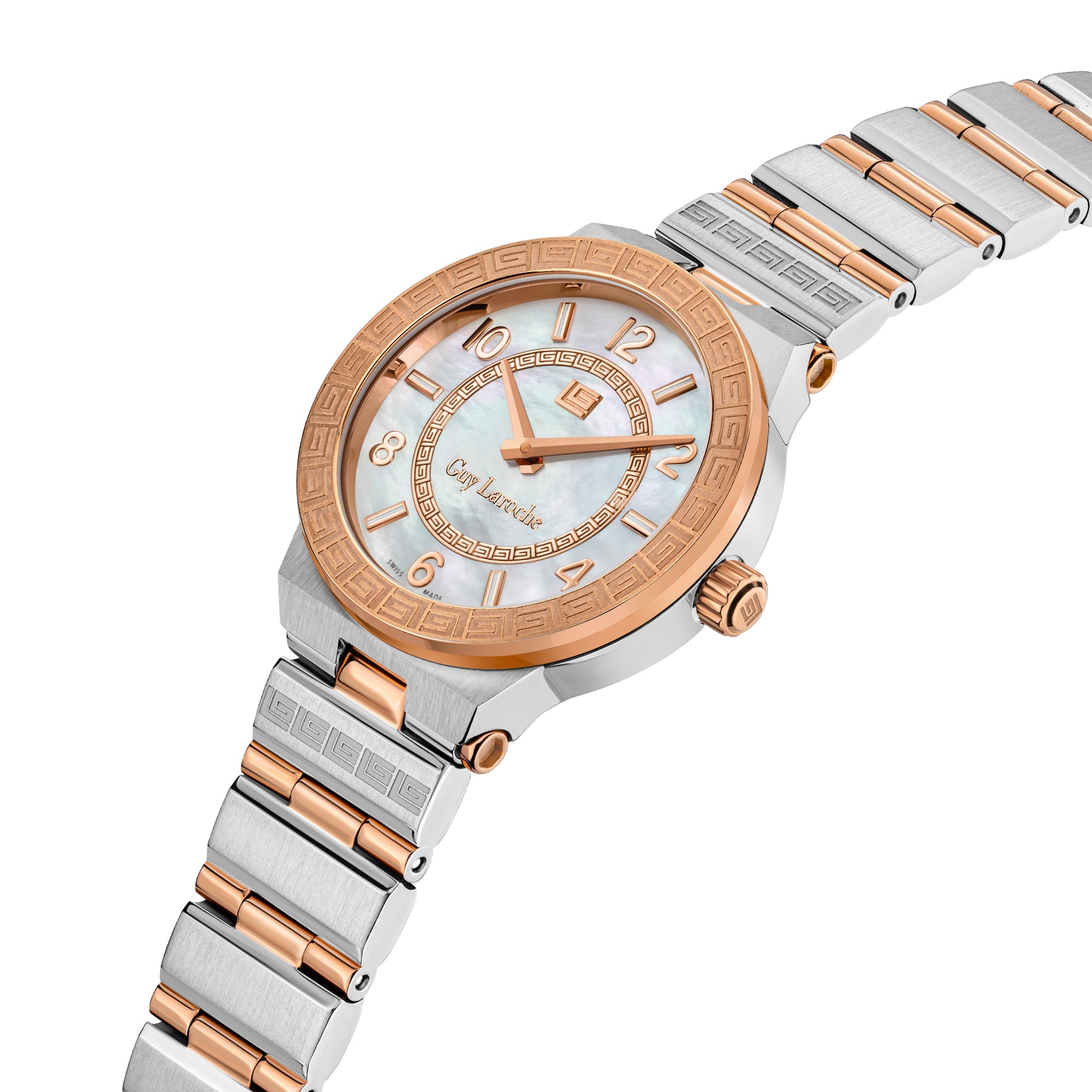 Guy Laroche Sacha 2 Hands Brown Dial White MOP Watch for Women - GLWLG0000426