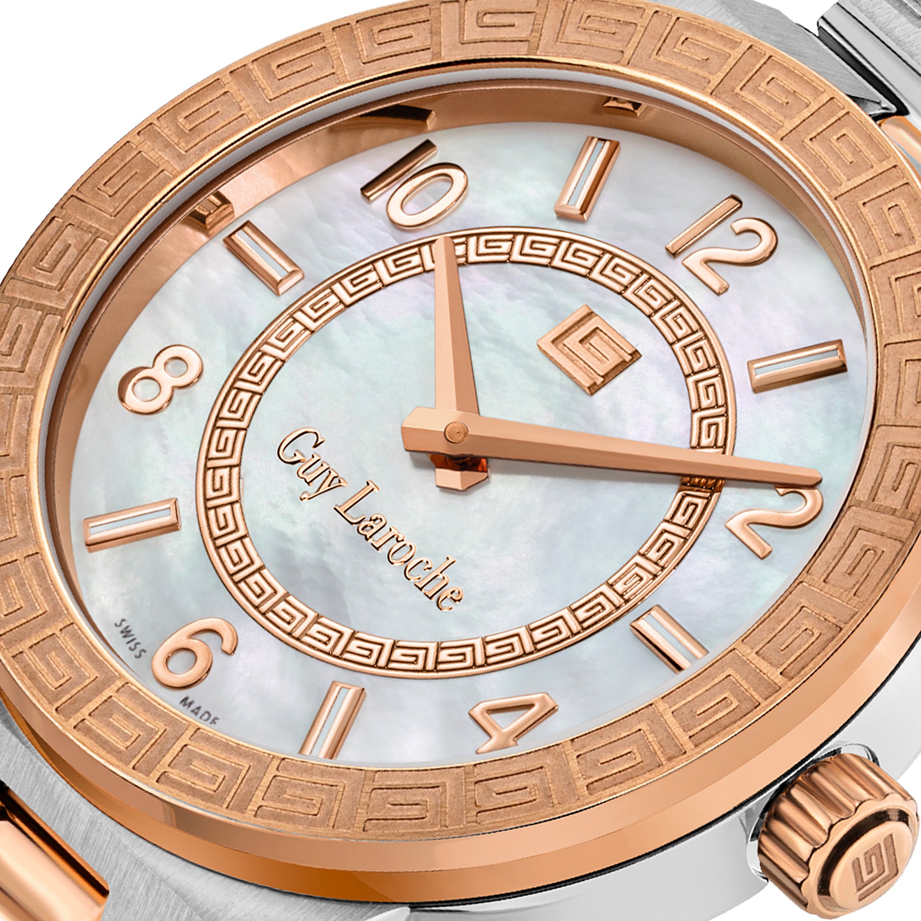 Guy Laroche Sacha 2 Hands Brown Dial White MOP Watch for Women - GLWLG0000426