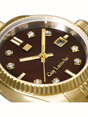 Guy Laroche ROSE Brown MOP Round Dial | Analog Watch For Women's | GLWLG0001902