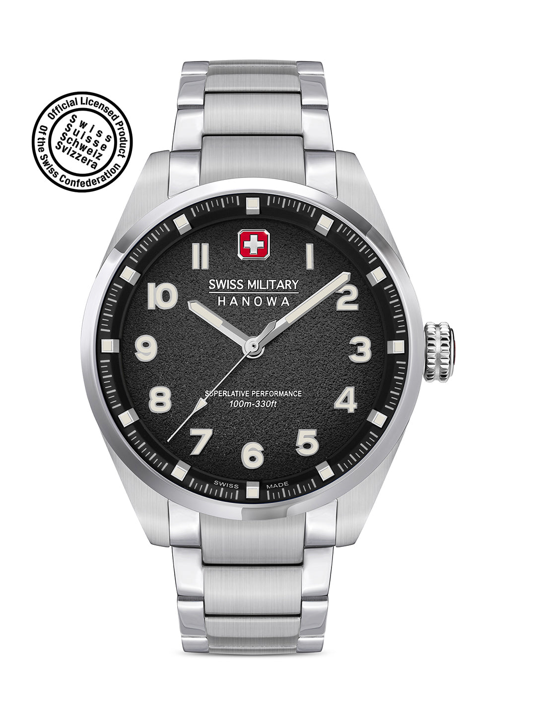 SWISS MILITARY HANOWA GREYHOUND BLACK ROUND DIAL ANALOG WATCH FOR Men's SMWGG0001503