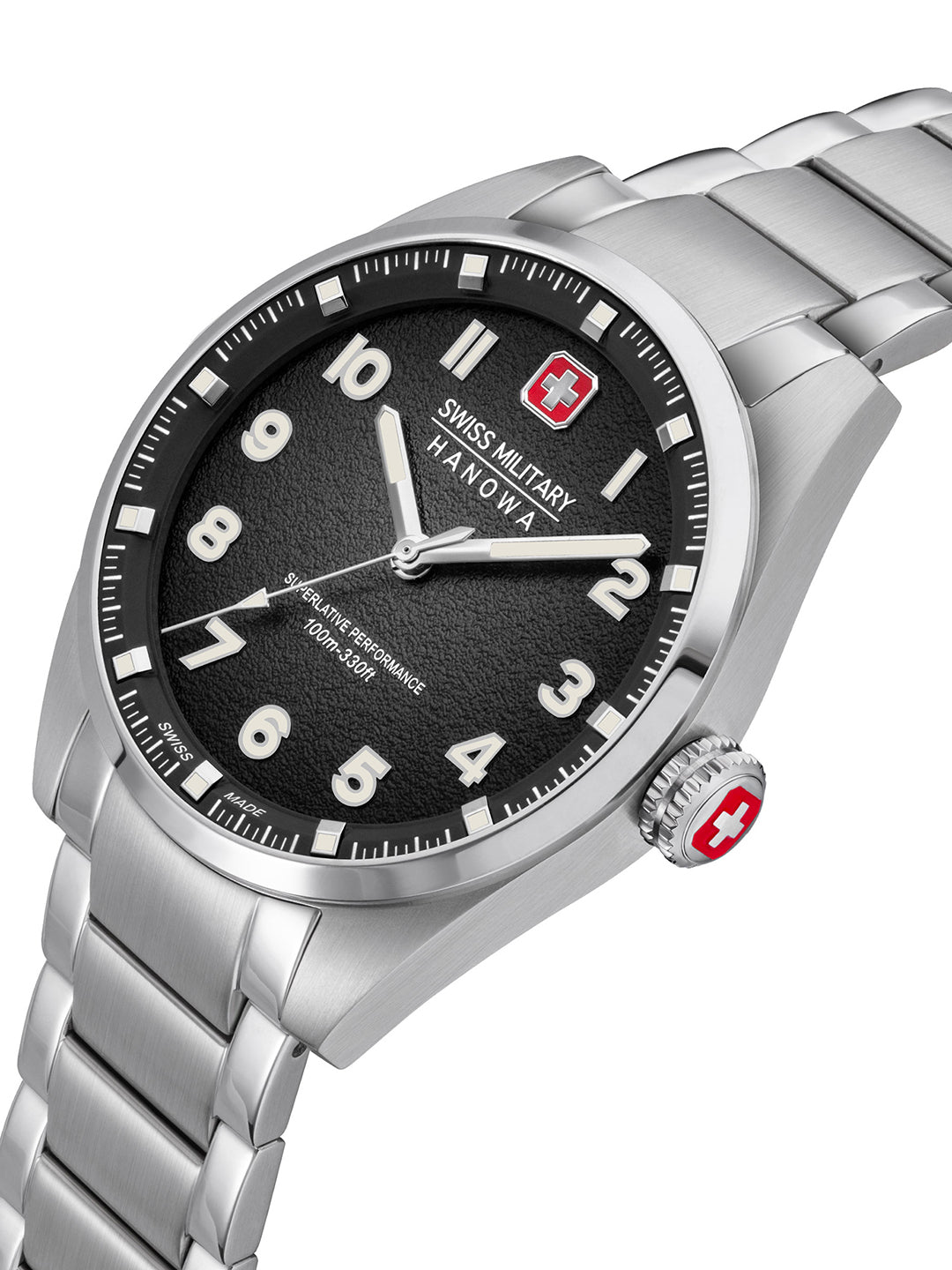 SWISS MILITARY HANOWA GREYHOUND BLACK ROUND DIAL ANALOG WATCH FOR Men's SMWGG0001503