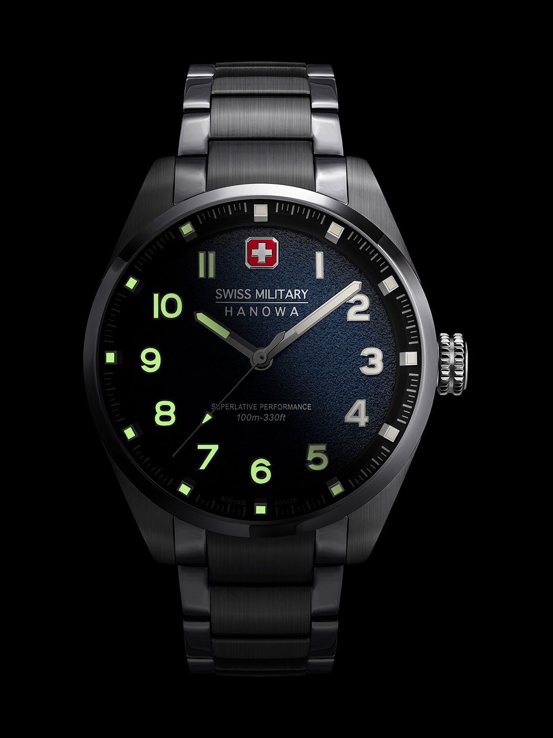 SWISS MILITARY HANOWA GREYHOUND BLUE ROUND DIAL ANALOG WATCH FOR Men's SMWGG0001504