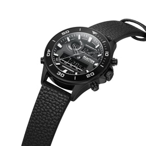 Kenneth Cole Reaction ANA-DIGIT Black Black Synthetic Leather Strap Sports Wear Watch for Men's - KRWGD9006601