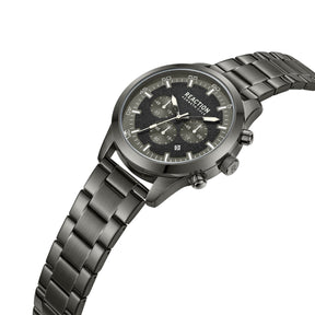 Kenneth Cole Reaction Chronograph Black Gun Stainless Steel Bracelet Casual Watch for Men's - KRWGI9005405