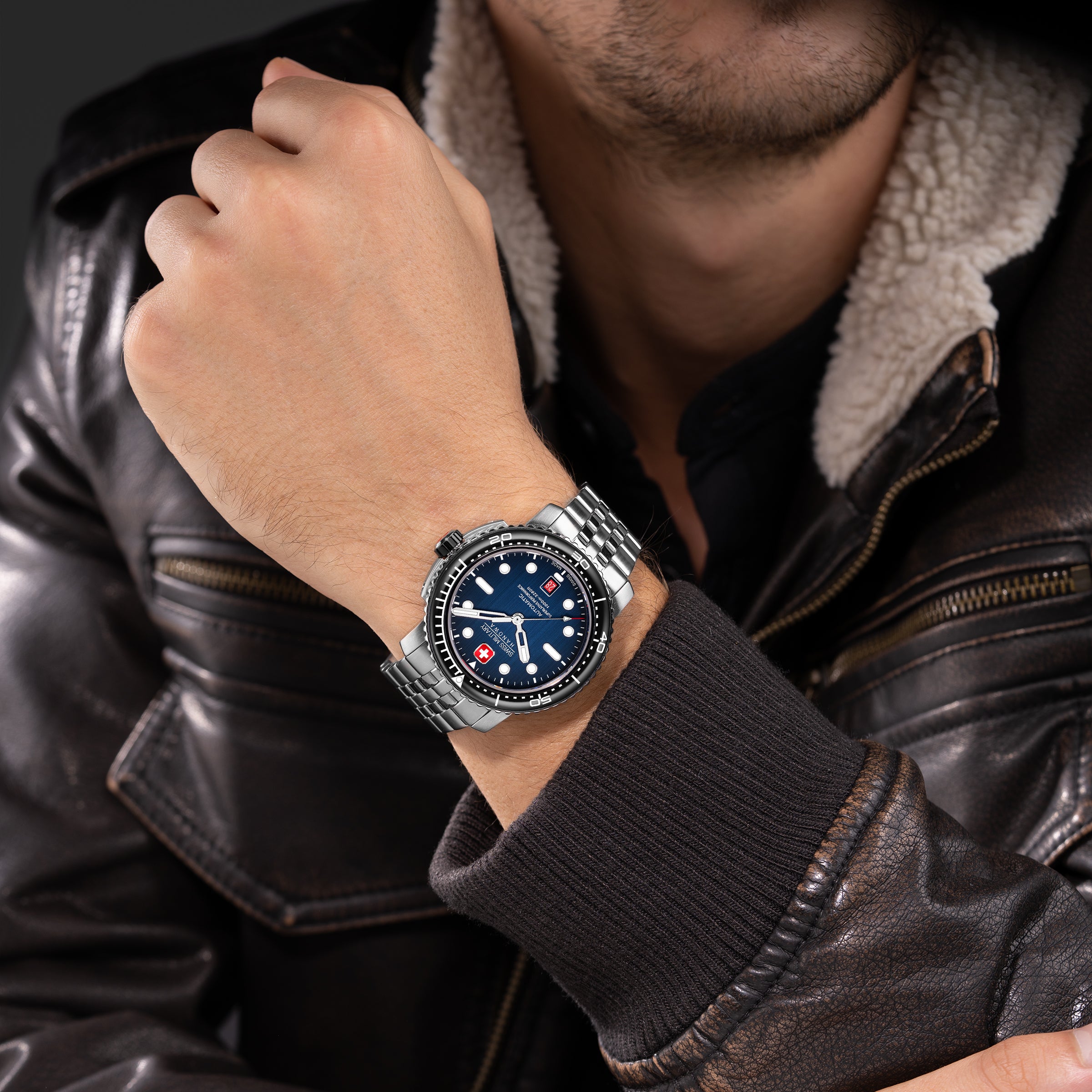 Swiss Military Hanowa SMWGL0002002-SET  - swiss made Round Blue Automatic - Watch for men with spare bracelet