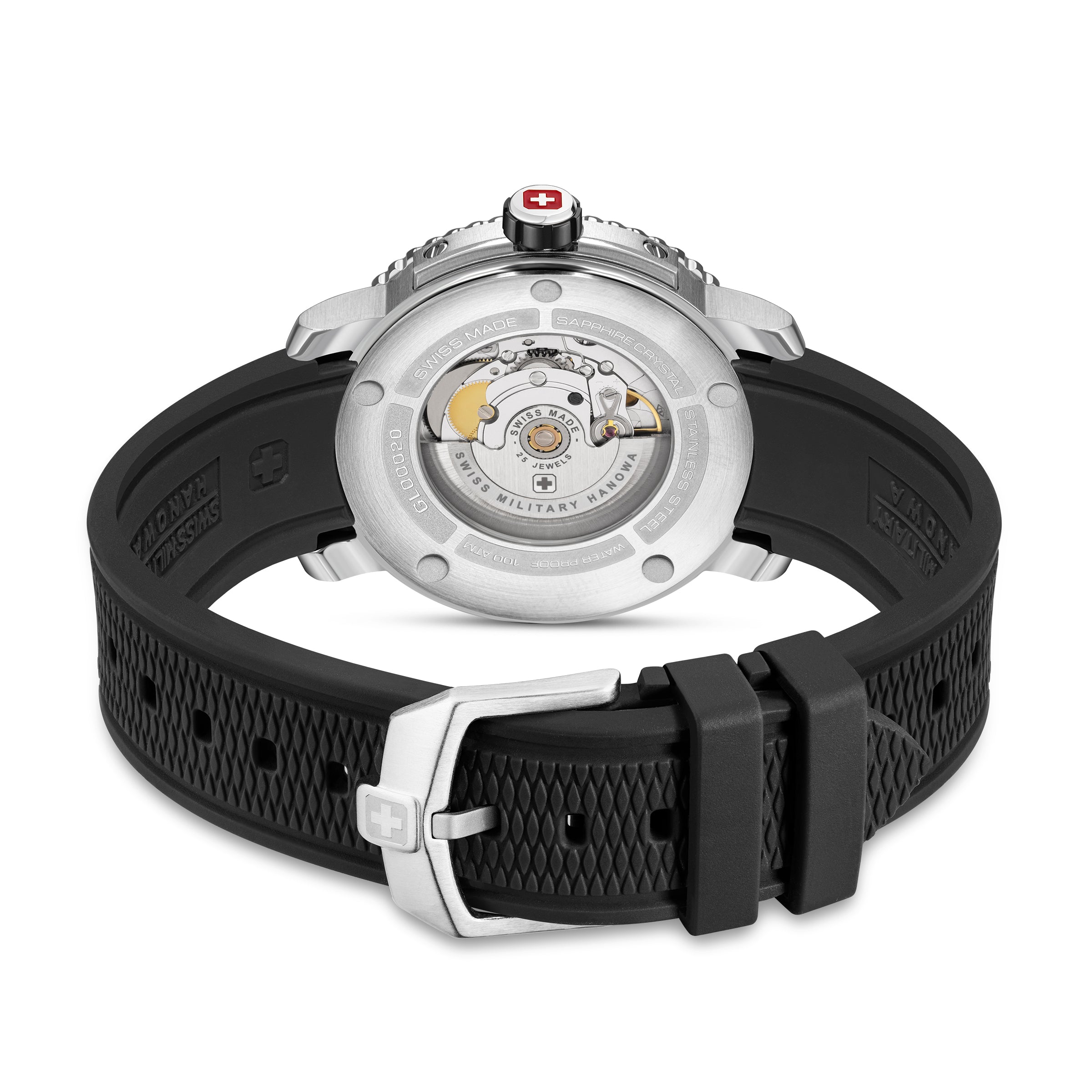 Swiss Military Hanowa MAITRE PLONGEUR SMWGL0002001-SET  - swiss made Round Black Automatic - Watch for men with set of interchangeable bracelet and strap