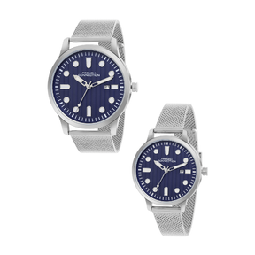 French Connection Blue Round Dial Pair Analogue Watch FCN080USM