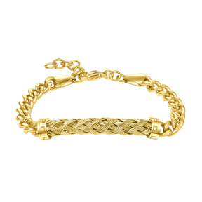 Police Crossed Textured Motif Chain Gold Plated Bracelet For Men - PEAGB0032401