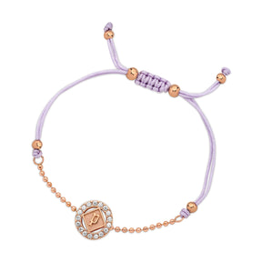 Police Luck Crystal Purple Cord Slider Rose Gold Bracelet For Women - PEJLB0003603