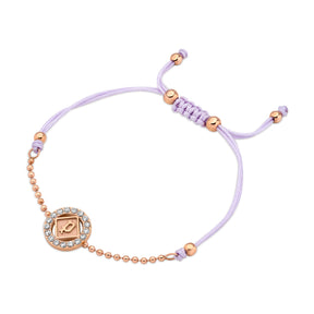 Police Luck Crystal Purple Cord Slider Rose Gold Bracelet For Women - PEJLB0003603