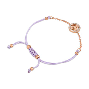 Police Luck Crystal Purple Cord Slider Rose Gold Bracelet For Women - PEJLB0003603