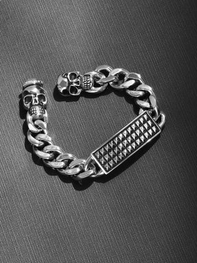 Police Bracelet With Rectangular Pattern Design For Men - PJ.24695BSS/01-S